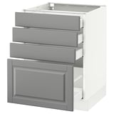 SEKTION Gabinete bajo 4 cajones, blanco Maximera/Bodbyn gris, 61x61x76 cm