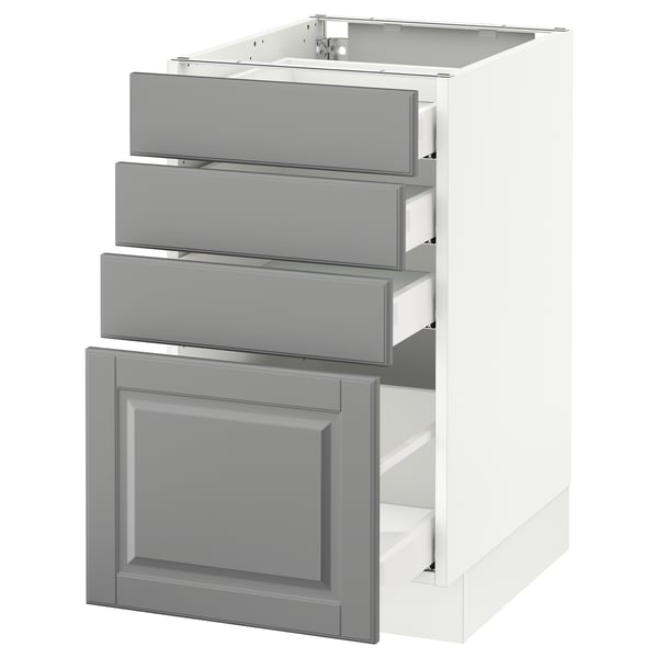 SEKTION Gabinete bajo 4 cajones, blanco Maximera/Bodbyn gris, 46x61x76 cm