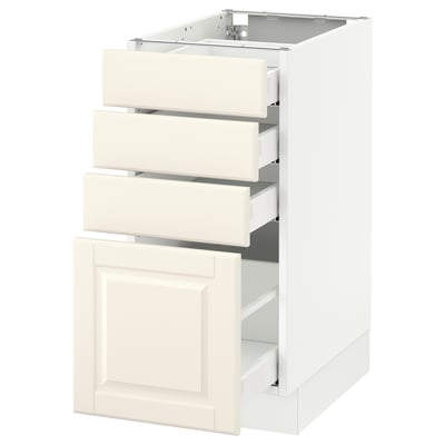 SEKTION Gabinete bajo 4 cajones, blanco Maximera/Bodbyn hueso, 38x61x76 cm