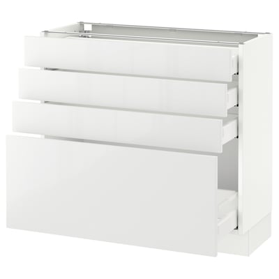 SEKTION Gabinete bajo 4 cajones, blanco Maximera/Ringhult blanco, 91x37x76 cm