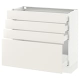 SEKTION Gabinete bajo 4 cajones, blanco Maximera/Veddinge blanco, 91x37x76 cm