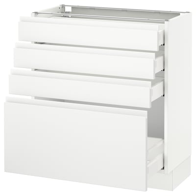 SEKTION Gabinete bajo 4 cajones, blanco Maximera/Voxtorp blanco mate, 76x37x76 cm
