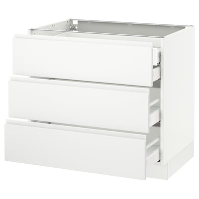 SEKTION Gabinete bajo 4 cajones, blanco Maximera/Voxtorp blanco mate, 91x61x76 cm