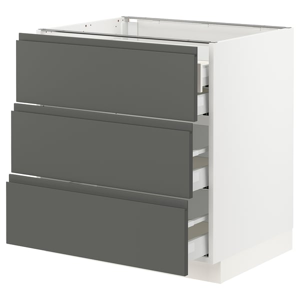 SEKTION Gabinete bajo 4 cajones, blanco Maximera/Voxtorp gris oscuro, 76x61x76 cm