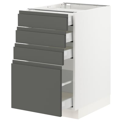 SEKTION Gabinete bajo 4 cajones, blanco Maximera/Voxtorp gris oscuro, 46x61x76 cm