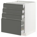 SEKTION Gabinete bajo 4 cajones, blanco Maximera/Voxtorp gris oscuro, 61x61x76 cm