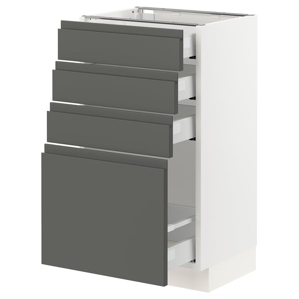 SEKTION Gabinete bajo 4 cajones, blanco Maximera/Voxtorp gris oscuro, 46x37x76 cm