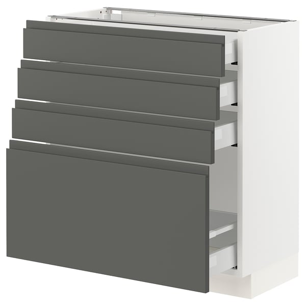 SEKTION Gabinete bajo 4 cajones, blanco Maximera/Voxtorp gris oscuro, 76x37x76 cm