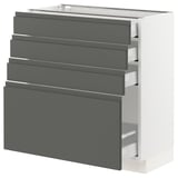 SEKTION Gabinete bajo 4 cajones, blanco Maximera/Voxtorp gris oscuro, 76x37x76 cm