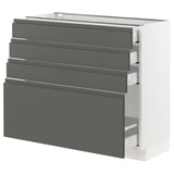 SEKTION Gabinete bajo 4 cajones, blanco Maximera/Voxtorp gris oscuro, 91x37x76 cm