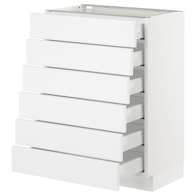 SEKTION Gabinete bajo 6 cajones, blanco Maximera/Axstad blanco mate, 61x37x76 cm