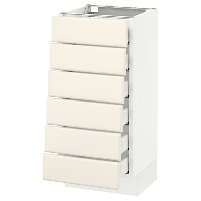 SEKTION Gabinete bajo 6 cajones, blanco Maximera/Bodbyn hueso, 38x37x76 cm