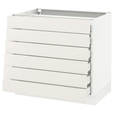 SEKTION Gabinete bajo 6 cajones, blanco Maximera/Veddinge blanco, 91x61x76 cm