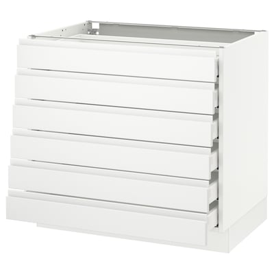 SEKTION Gabinete bajo 6 cajones, blanco Maximera/Voxtorp blanco mate, 91x61x76 cm