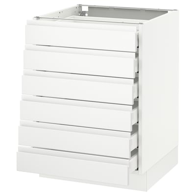 SEKTION Gabinete bajo 6 cajones, blanco Maximera/Voxtorp blanco mate, 61x61x76 cm