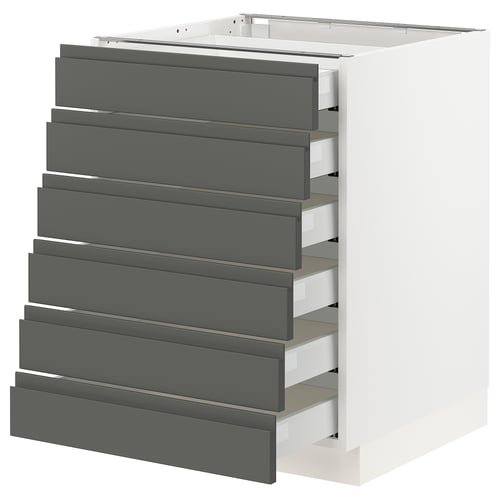 SEKTION Gabinete bajo 6 cajones, blanco Maximera/Voxtorp gris oscuro, 61x61x76 cm