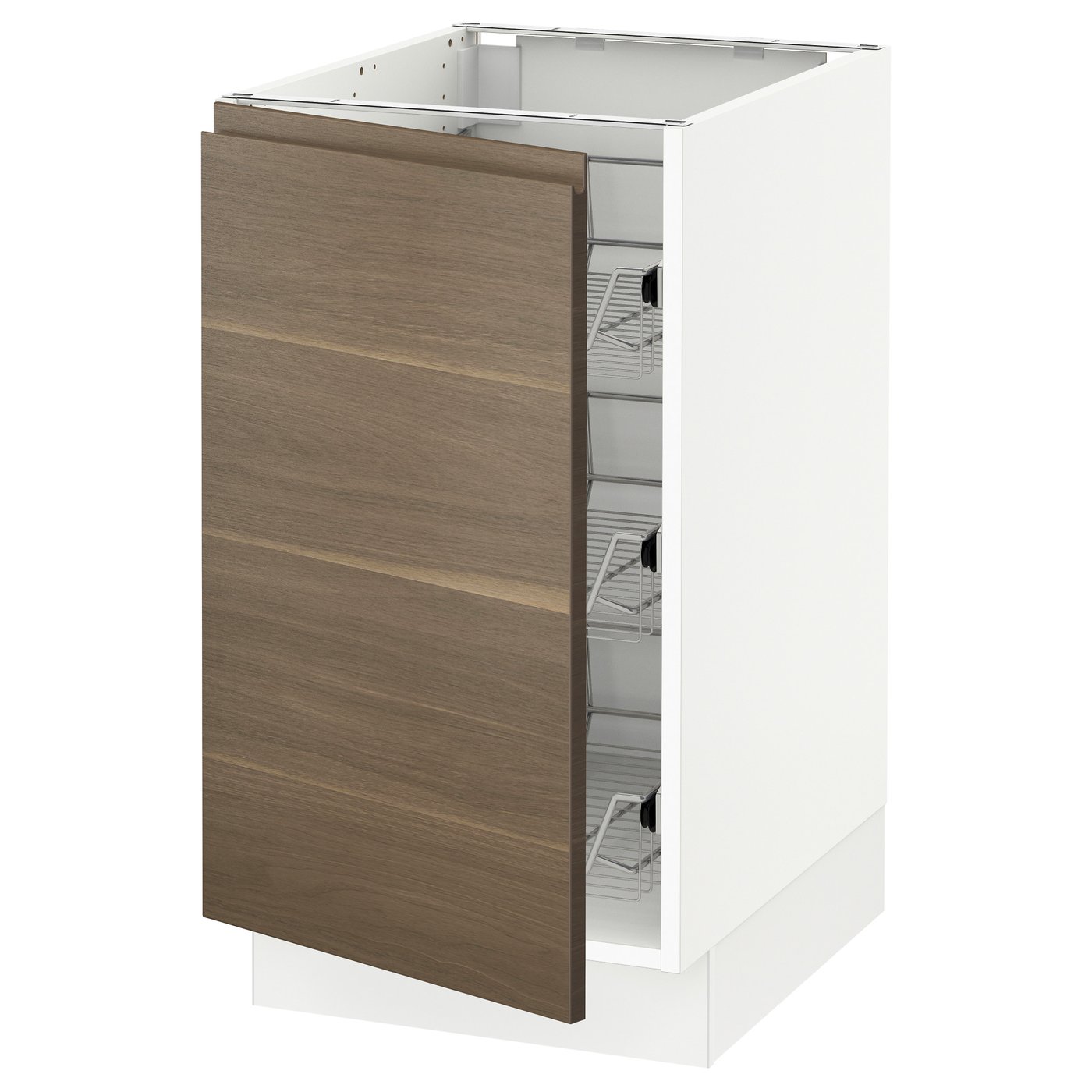 SEKTION Gabinete bajo con canastas - blanco/Voxtorp efecto nogal - IKEA