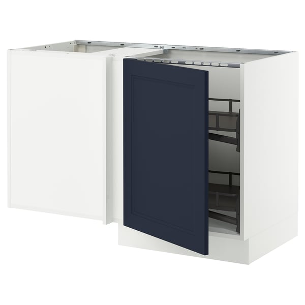 SEKTION Gabinete bajo esq 1 puerta acc ext, blanco Axstad/mate azul, 127x61x76 cm