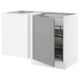 SEKTION Gabinete bajo esq 1 puerta acc ext, blanco/Bodbyn gris, 127x61x76 cm