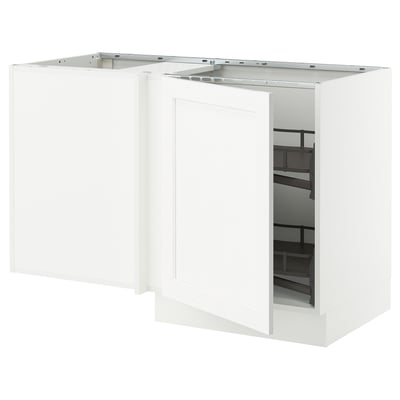 SEKTION Gabinete bajo esq 1 puerta acc ext, blanco Enköping/blanco efecto madera, 127x61x76 cm