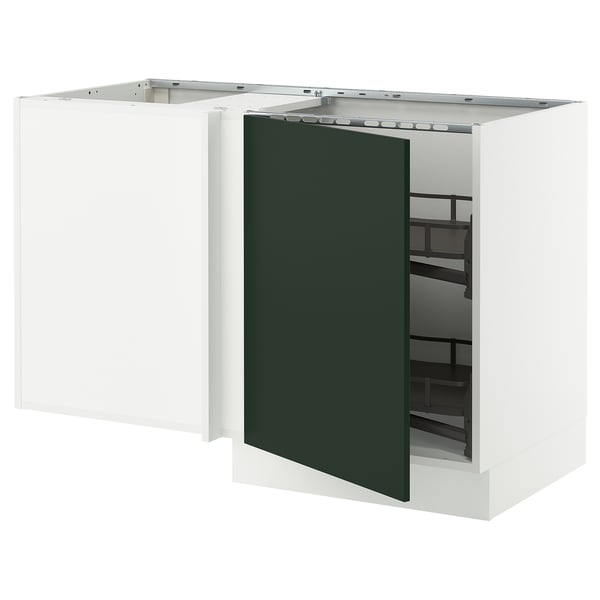 SEKTION Gabinete bajo esq 1 puerta acc ext, blanco/Havstorp Verde oscuro, 127x61x76 cm