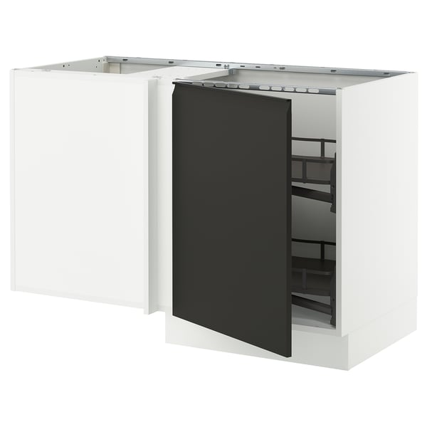 SEKTION Gabinete bajo esq 1 puerta acc ext, blanco/Upplöv Carbón mate, 127x61x76 cm