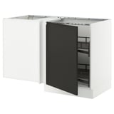 SEKTION Gabinete bajo esq 1 puerta acc ext, blanco/Upplöv Carbón mate, 127x61x76 cm
