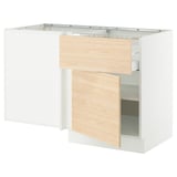 SEKTION Gabinete bajo esq. con cajón y est., blanco/Askersund efecto fresno claro, 127x61x76 cm