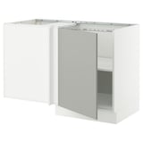 SEKTION Gabinete bajo esquina c/ estante, blanco/Havstorp gris claro, 127x61x76 cm