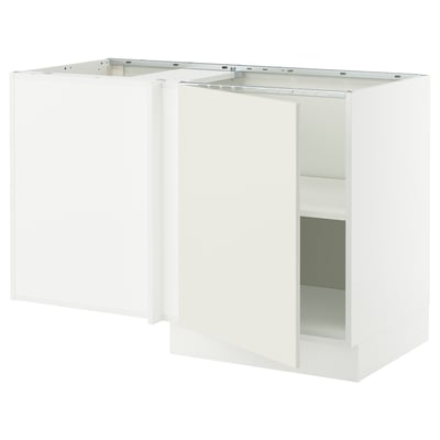 SEKTION Gabinete bajo esquina c/ estante, blanco/Veddinge blanco, 127x61x76 cm