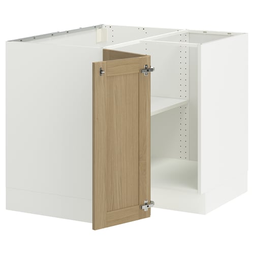 SEKTION Gabinete bajo esquina c/ estante, blanco/Vedhamn roble, 97x61x76 cm