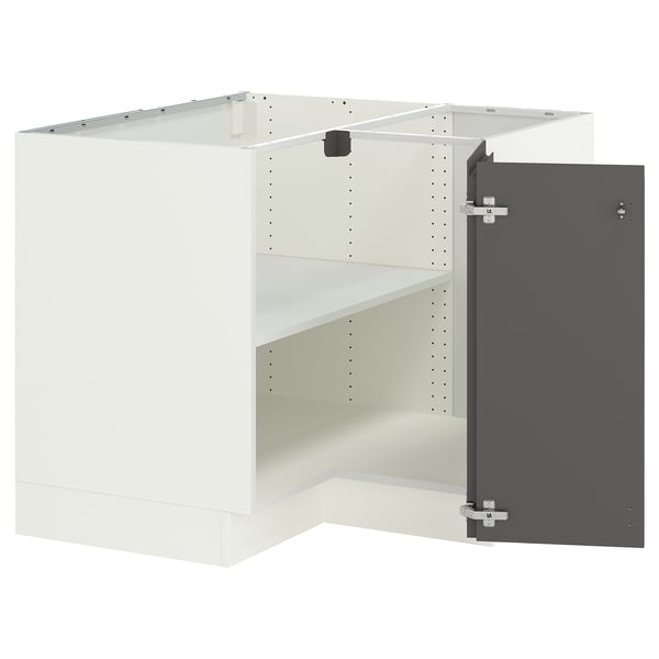 SEKTION Gabinete bajo esquina c/ estante, blanco/Voxtorp gris oscuro, 97x61x76 cm