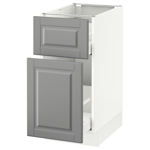 SEKTION Gabinete bajo extraíble 1 cajón, blanco Maximera/Bodbyn gris, 38x61x76 cm