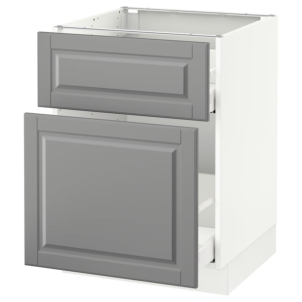 SEKTION Gabinete bajo extraíble 1 cajón, blanco Maximera/Bodbyn gris, 61x61x76 cm
