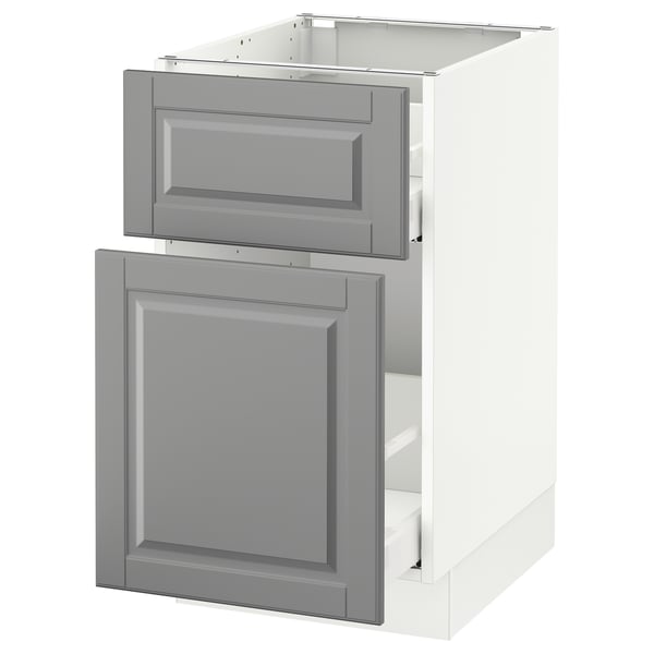 SEKTION Gabinete bajo extraíble 1 cajón, blanco Maximera/Bodbyn gris, 46x61x76 cm