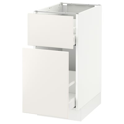 SEKTION Gabinete bajo extraíble 1 cajón, blanco Maximera/Veddinge blanco, 38x61x76 cm