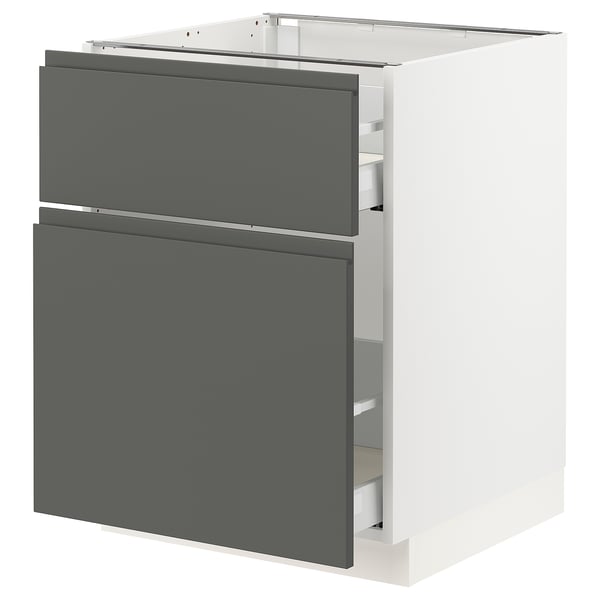 SEKTION Gabinete bajo extraíble 1 cajón, blanco Maximera/Voxtorp gris oscuro, 61x61x76 cm
