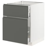 SEKTION Gabinete bajo extraíble 1 cajón, blanco Maximera/Voxtorp gris oscuro, 61x61x76 cm