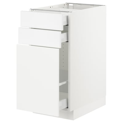 SEKTION Gabinete bajo extraíble 2 cajones, blanco Maximera/Axstad blanco mate, 38x61x76 cm