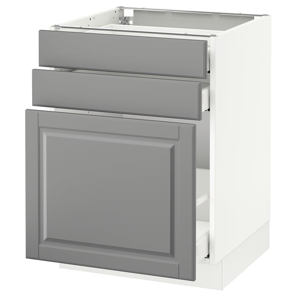 SEKTION Gabinete bajo extraíble 2 cajones, blanco Maximera/Bodbyn gris, 61x61x76 cm