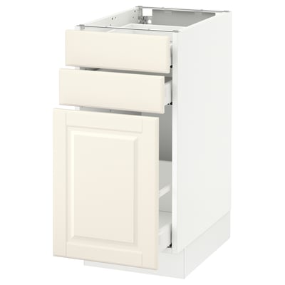 SEKTION Gabinete bajo extraíble 2 cajones, blanco Maximera/Bodbyn hueso, 38x61x76 cm