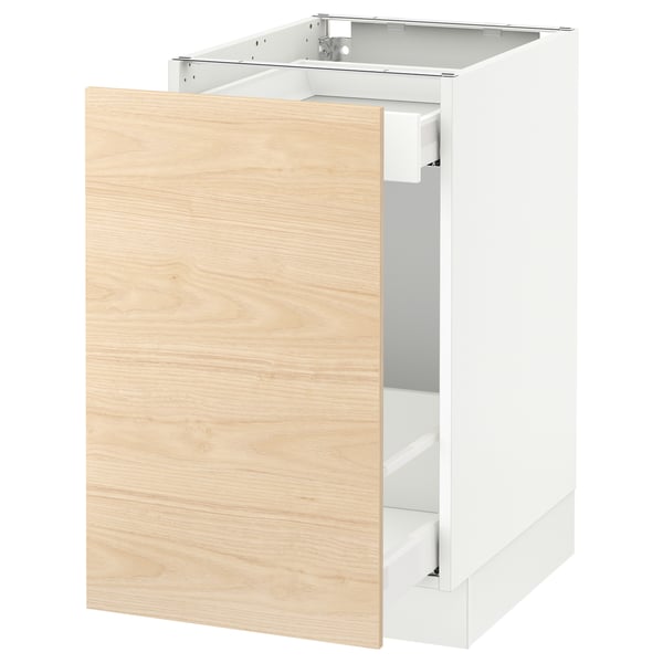 SEKTION Gabinete bajo extraíble, blanco Maximera/Askersund efecto fresno claro, 46x61x76 cm