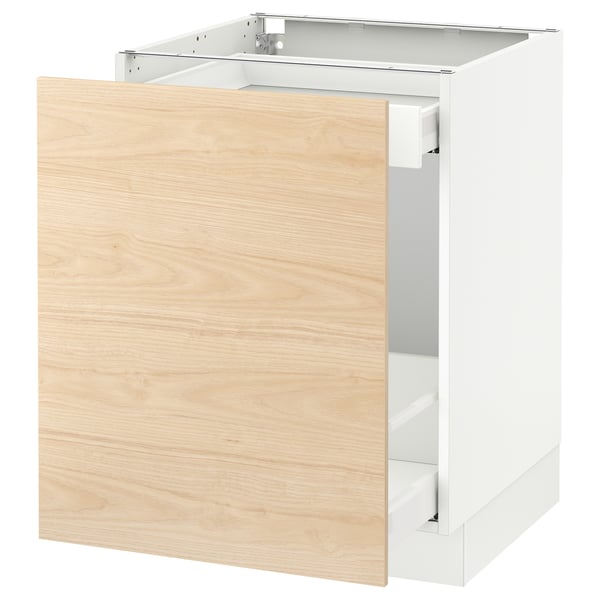 SEKTION Gabinete bajo extraíble, blanco Maximera/Askersund efecto fresno claro, 61x61x76 cm