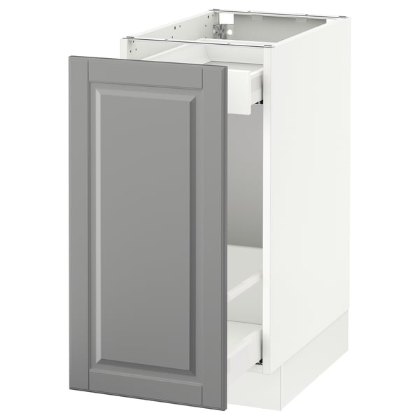 SEKTION Gabinete bajo extraíble, blanco Maximera/Bodbyn gris, 38x61x76 cm