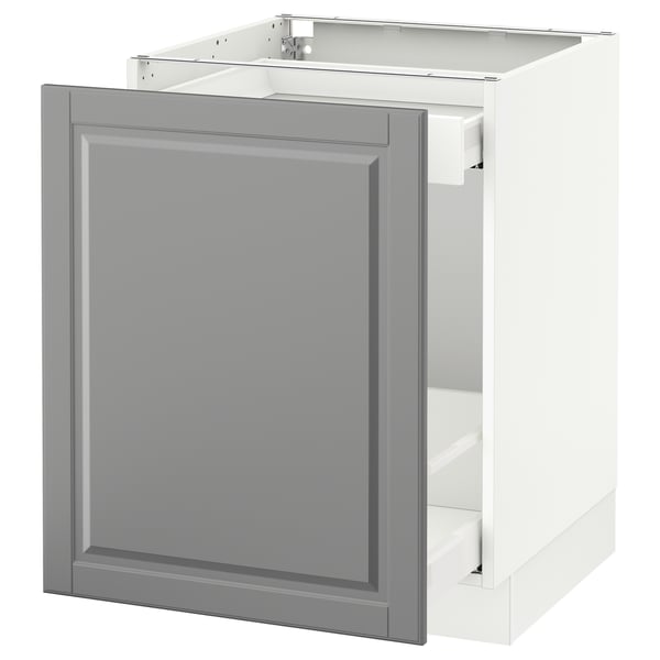 SEKTION Gabinete bajo extraíble, blanco Maximera/Bodbyn gris, 61x61x76 cm