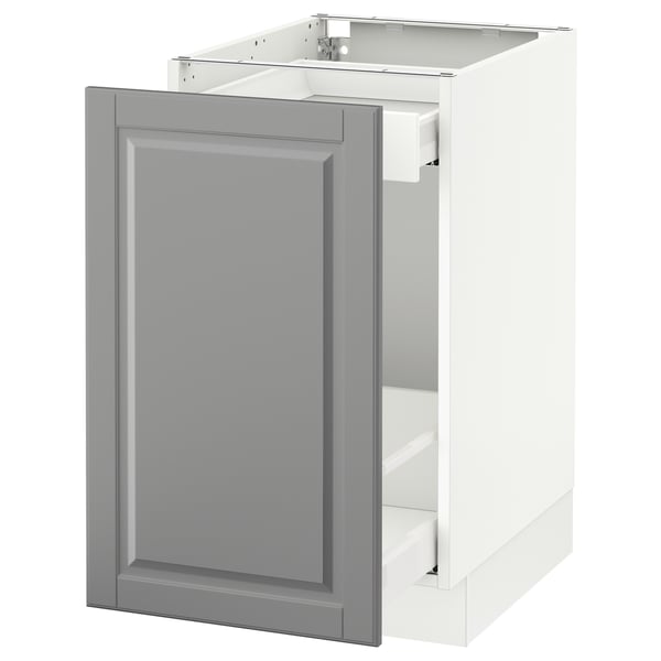 SEKTION Gabinete bajo extraíble, blanco Maximera/Bodbyn gris, 46x61x76 cm