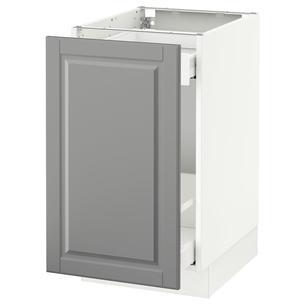 SEKTION Gabinete bajo p/bote basura 1 prta, blanco Maximera/Bodbyn gris, 46x61x76 cm