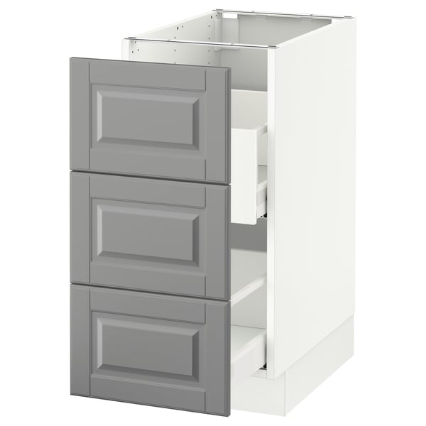 SEKTION Gabinete bajo p/bote basura 2 cjns, blanco Maximera/Bodbyn gris, 38x61x76 cm