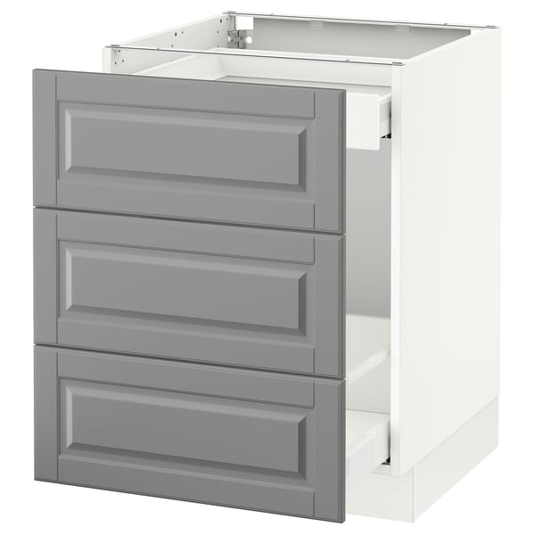 SEKTION Gabinete bajo p/bote basura 2 cjns, blanco Maximera/Bodbyn gris, 61x61x76 cm