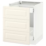 SEKTION Gabinete bajo p/bote basura 2 cjns, blanco Maximera/Bodbyn hueso, 61x61x76 cm